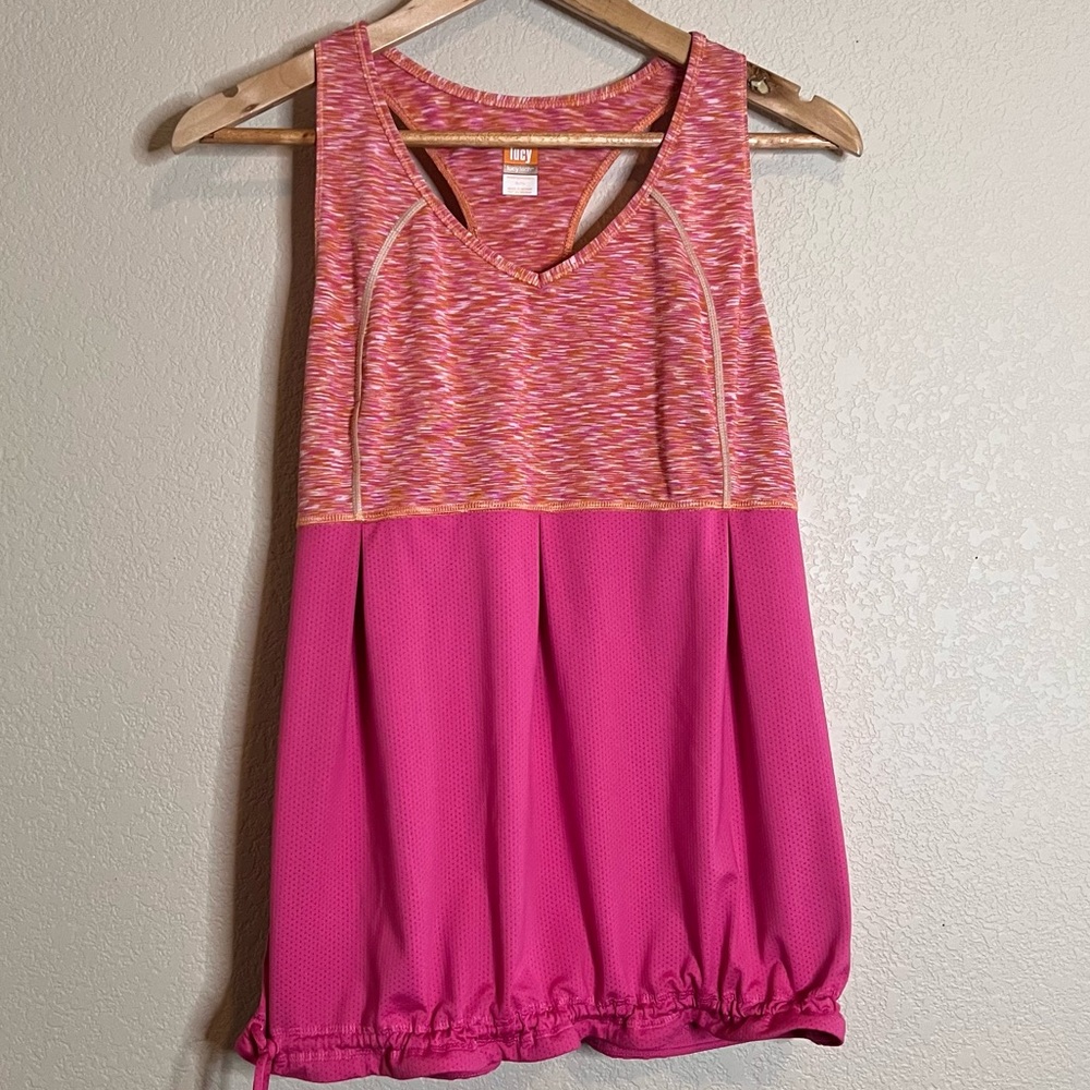 Lucy Tech Athleisure Racerback Tank Top with Cinch Hem Size XL